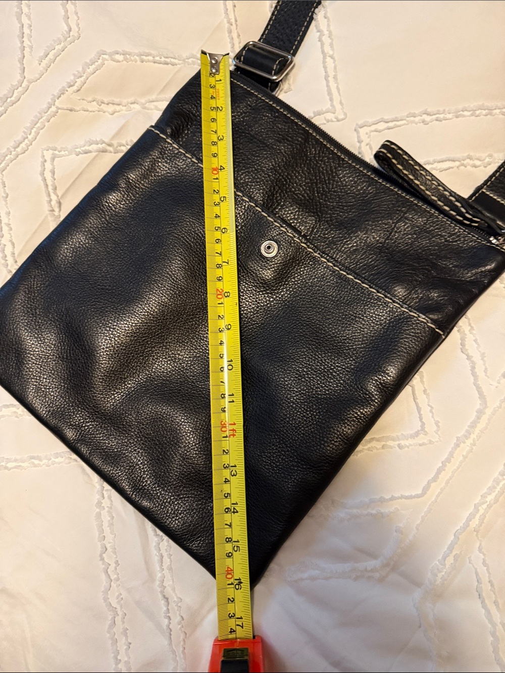 Roots Black Leather Crossbody Bag with Contrast Stitching - Picture 13 of 13